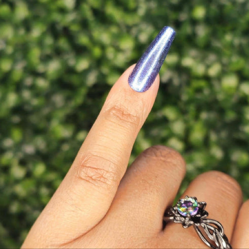 Strikers Pike Blue Lock inspired blue silver magnetic nail polish