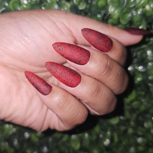 Demon Pact Chainsaw man inspired red black flakie matte nail polish