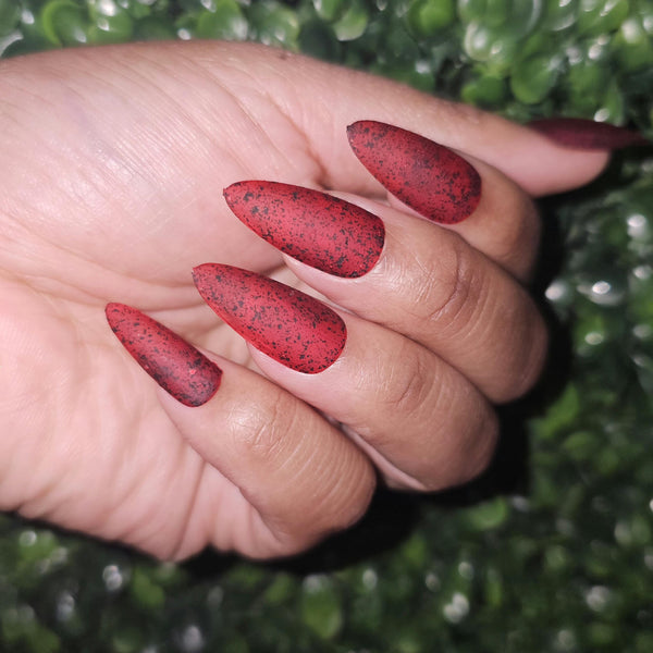 Demon Pact Chainsaw man inspired red black flakie matte nail polish