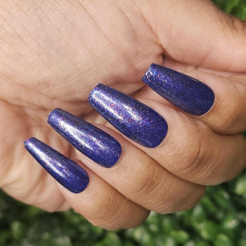 Requiem Radiance jojos bizarre adventure purple flakie glitter nail polish