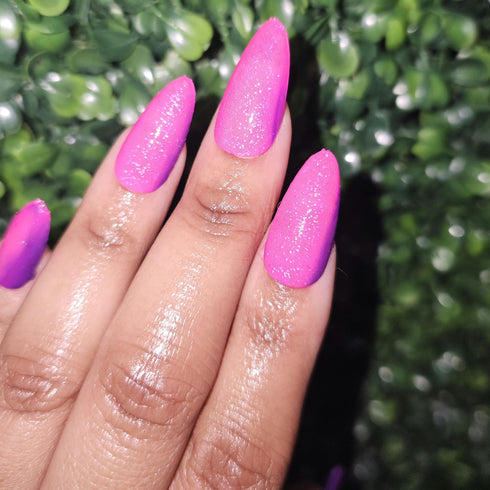 Spiral Abyss genshin impact pink to purple thermal glitter nail polish