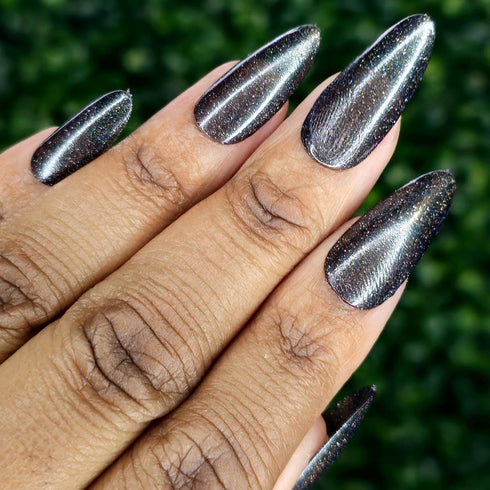 Stellar Void starfield inspired black sheer jelly nail polish