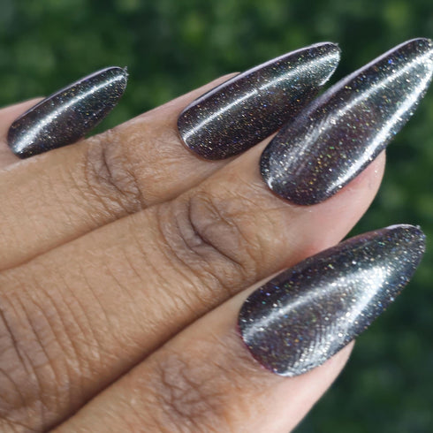 Stellar Void starfield inspired black sheer jelly nail polish