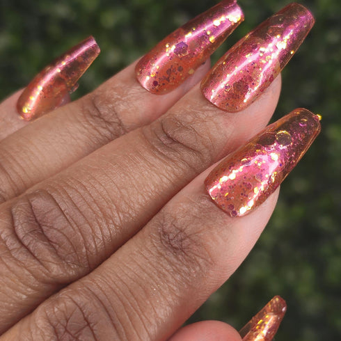 Templar's Inferno assassins creed inspired duochrome chunk glitter nail polish