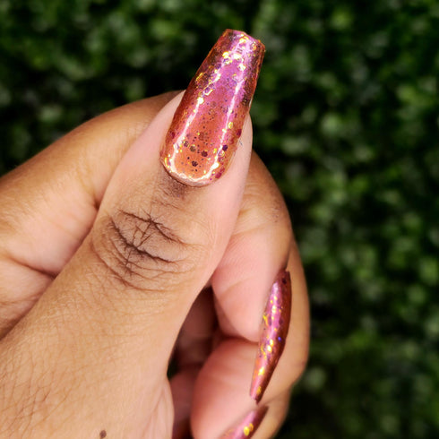 Templar's Inferno assassins creed inspired duochrome chunk glitter nail polish